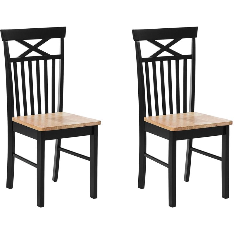 Set of 2 Dining Chairs HOUSTON Wood Black