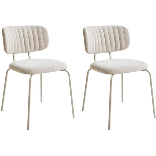 Set of 2 Dining Chairs IRINS Chenille Light Beige