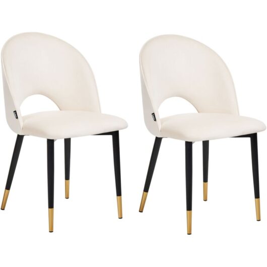 Set of 2 Dining Chairs MAGALIA Velvet Light Beige