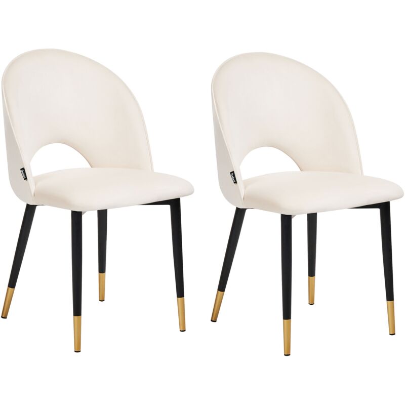 Set of 2 Dining Chairs MAGALIA Velvet Light Beige
