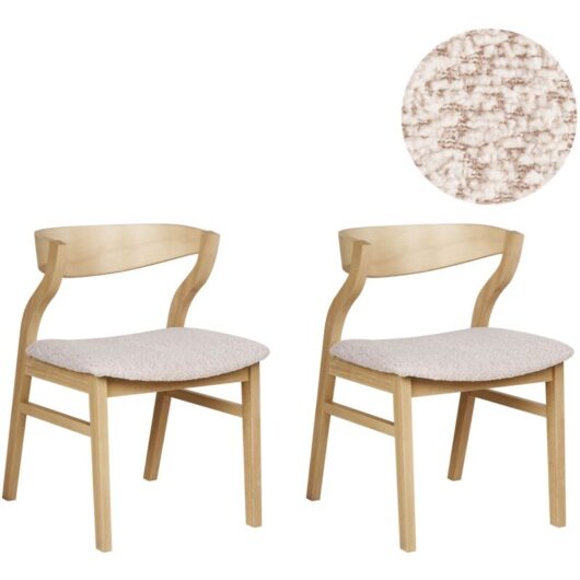 Set of 2 Dining Chairs MAROA Wood Light Beige