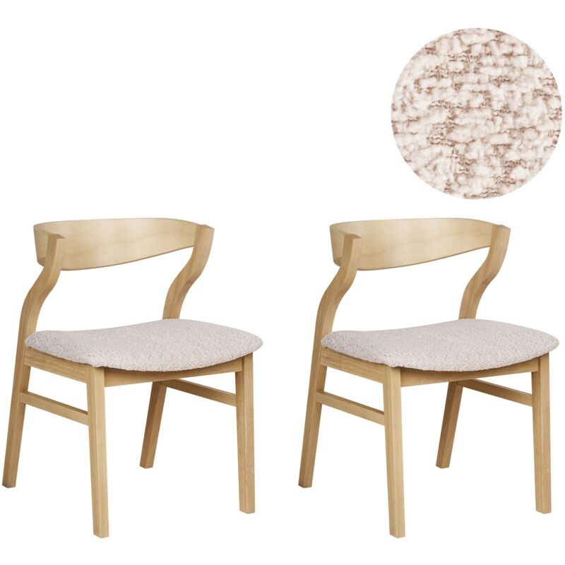 Set of 2 Dining Chairs MAROA Wood Light Beige