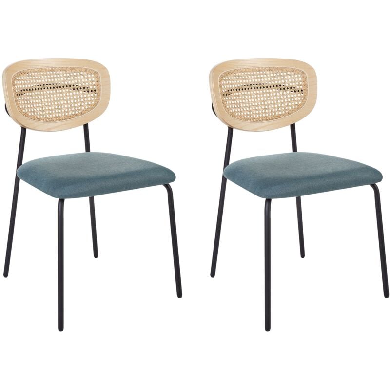 Set of 2 Dining Chairs MAYETTA Rattan Teal