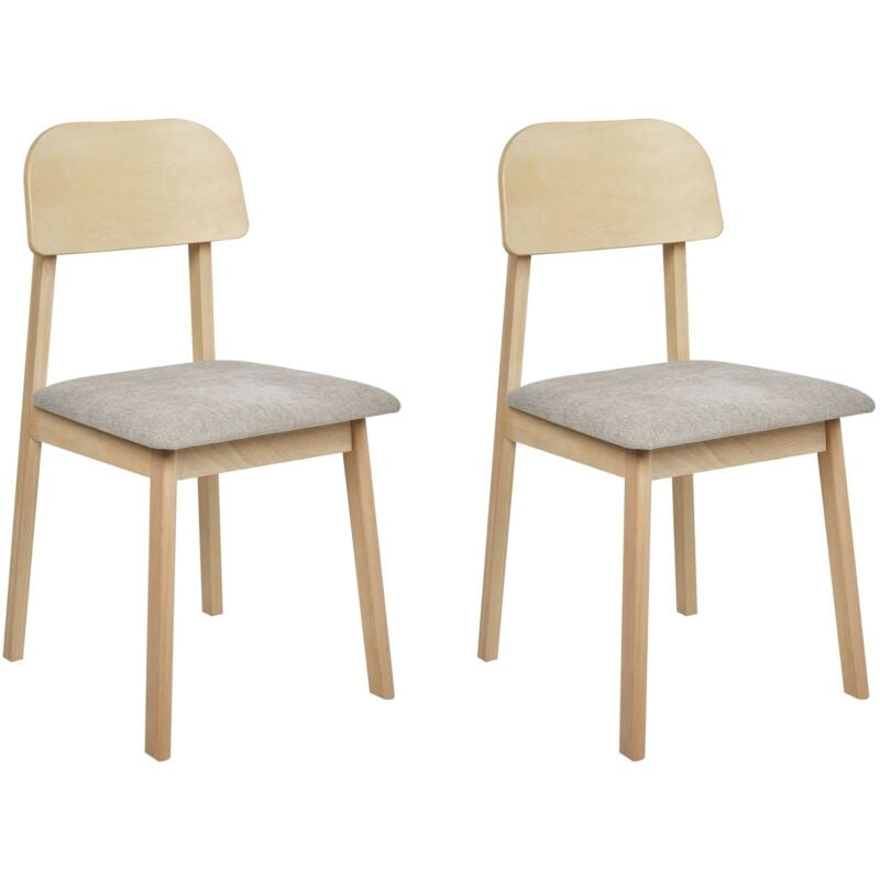 Set of 2 Dining Chairs SCANDIA Wood Taupe
