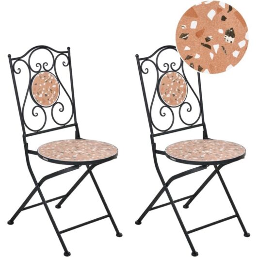 Set of 2 Garden Chairs ADRANO Folding Metal Black
