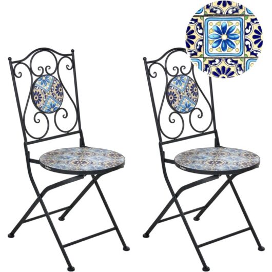Set of 2 Garden Chairs AGGIUS Folding Metal Black