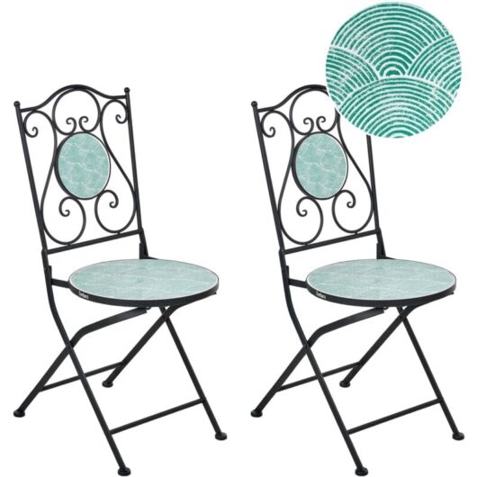Set of 2 Garden Chairs ANAPO Folding Metal Black