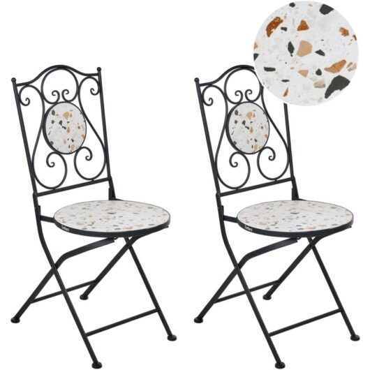 Set of 2 Garden Chairs ARTENA Folding Metal Black