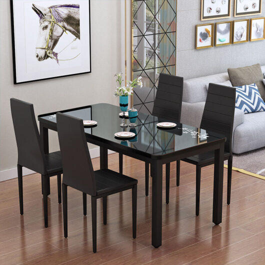 Set of 2 Modern Faux Leather Armless High Back Dining Chairs