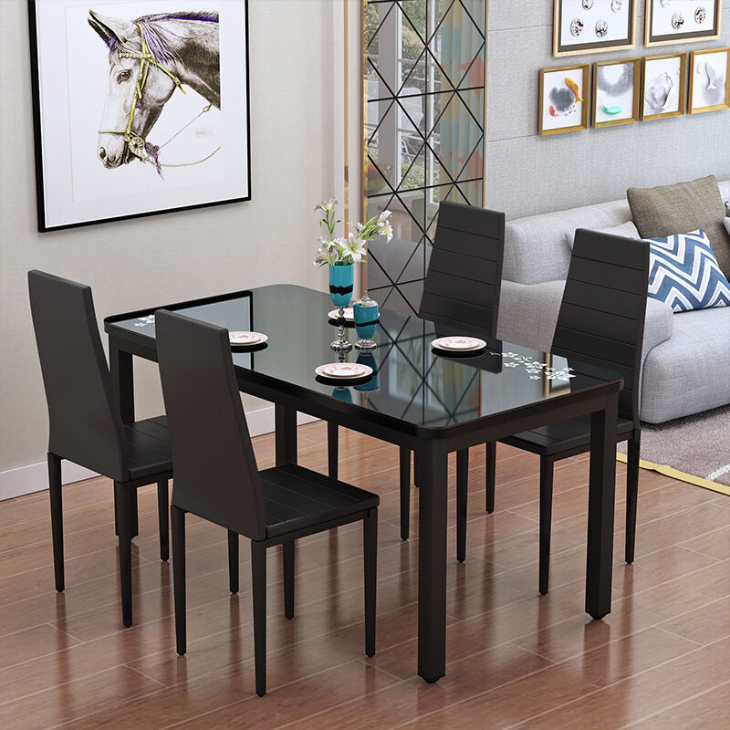 Set of 2 Modern Faux Leather Armless High Back Dining Chairs