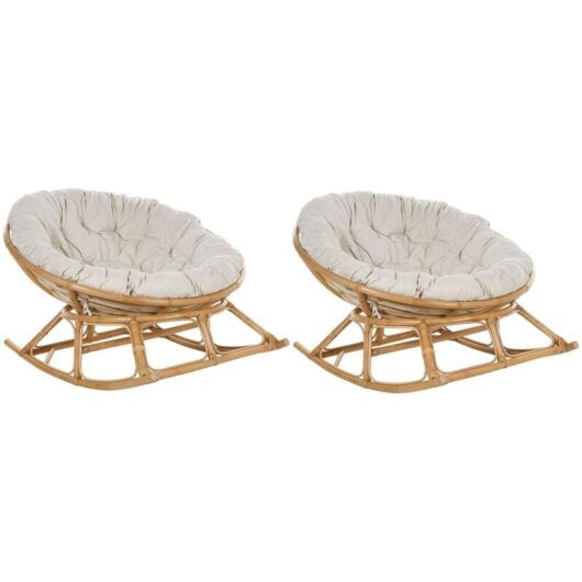 Set of 2 Rocking Chairs ORVIETO Rattan Natural