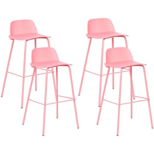 Set of 4 Bar Chairs MORA Pastel Pink