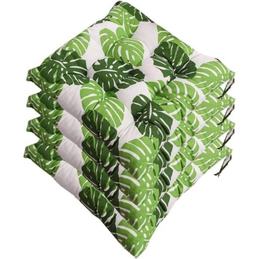 Set of 4 Chair Pads, Soft Padded Chair Cushion with Ties Portable Home Office Decoration Multi-Color, Soft Seat Cushion 40 x 40 cm