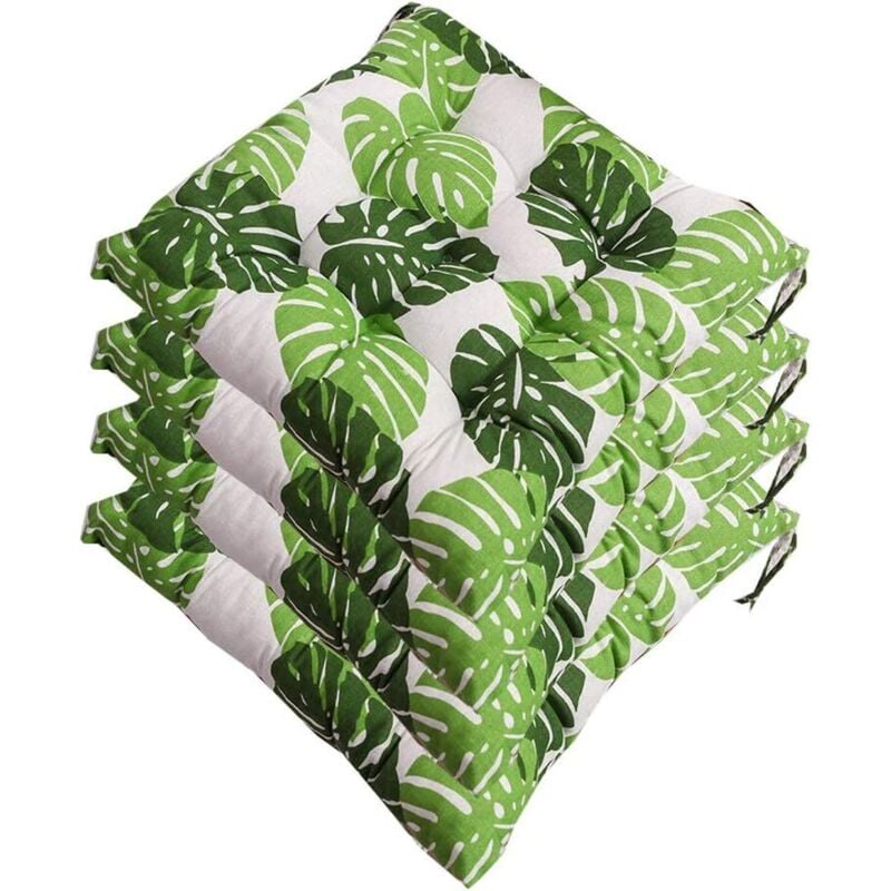 Set of 4 Chair Pads, Soft Padded Chair Cushion with Ties Portable Home Office Decoration Multi-Color, Soft Seat Cushion 40 x 40 cm