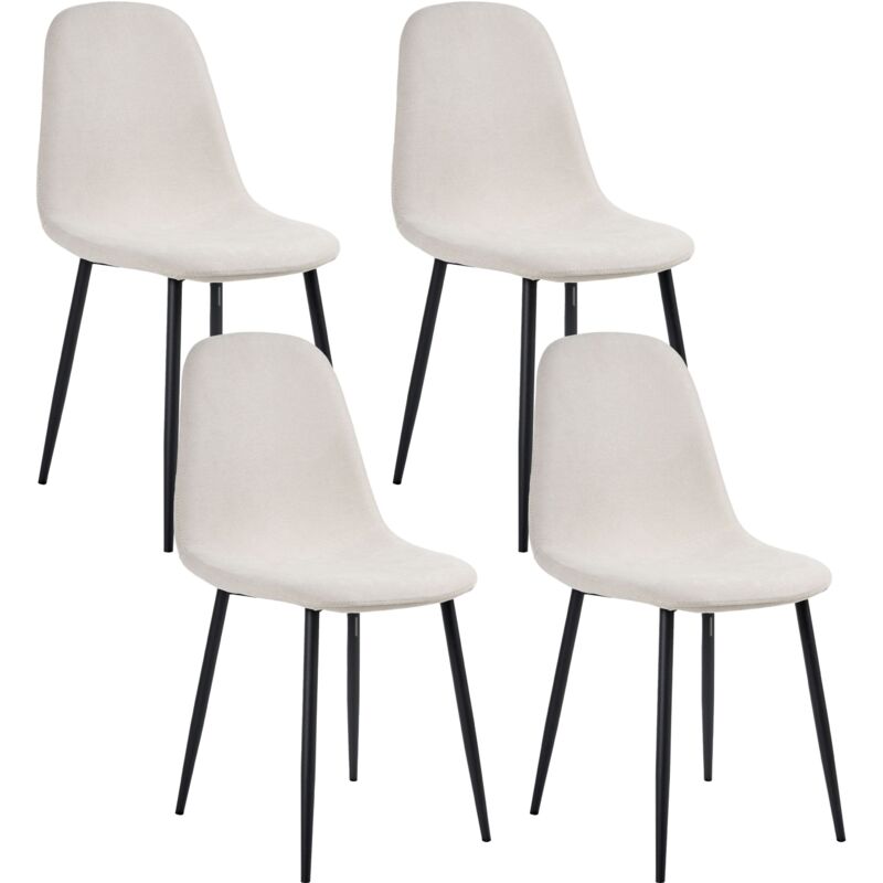Set of 4 Dining Chairs CRANDALL Fabric Light Beige