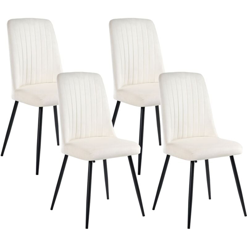 Set of 4 Dining Chairs KIRBY Velvet Off-White