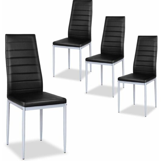 Set of 4 Dining Chairs Padded Seat High Back Armless Accent Dining Side Chairs