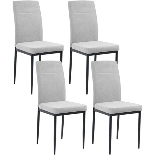 Set of 4 Dining Chairs RINER Fabric Grey