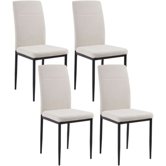 Set of 4 Dining Chairs RINER Fabric Light Beige