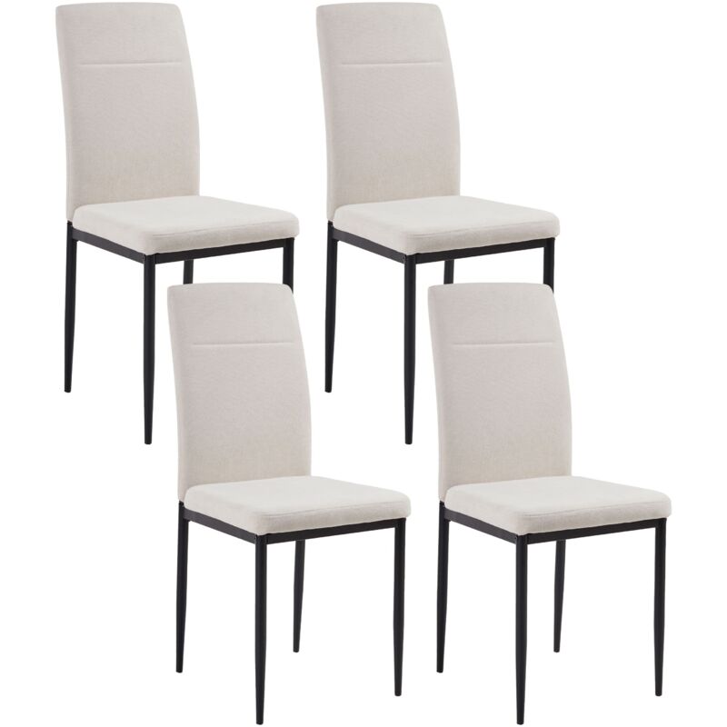 Set of 4 Dining Chairs RINER Fabric Light Beige