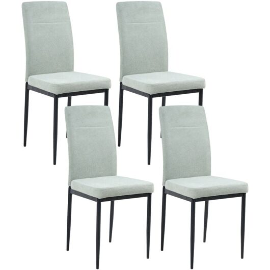 Set of 4 Dining Chairs RINER Fabric Light Green
