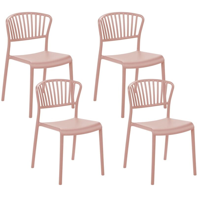 Set of 4 Garden Chairs GELA Pastel Pink