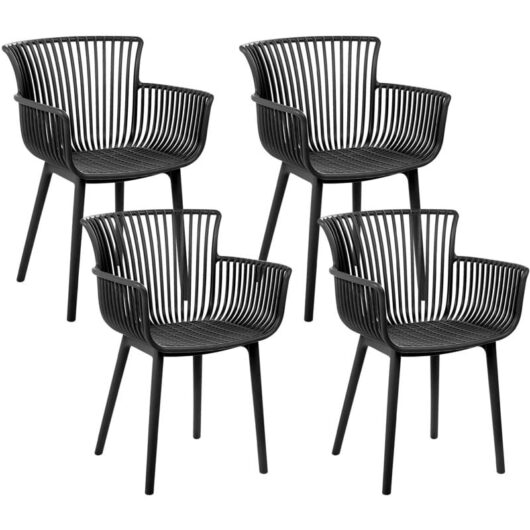 Set of 4 Garden Chairs PESARO Black