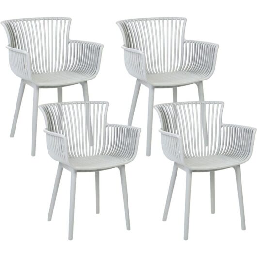 Set of 4 Garden Chairs PESARO Light Grey