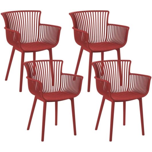 Set of 4 Garden Chairs PESARO Red