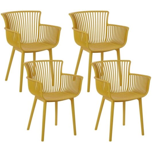 Set of 4 Garden Chairs PESARO Yellow