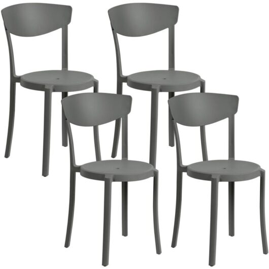 Set of 4 Garden Chairs VIESTE Dark Grey