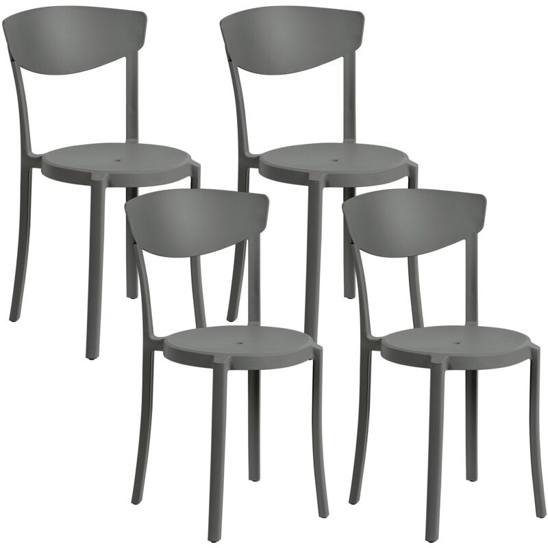Set of 4 Garden Chairs VIESTE Dark Grey