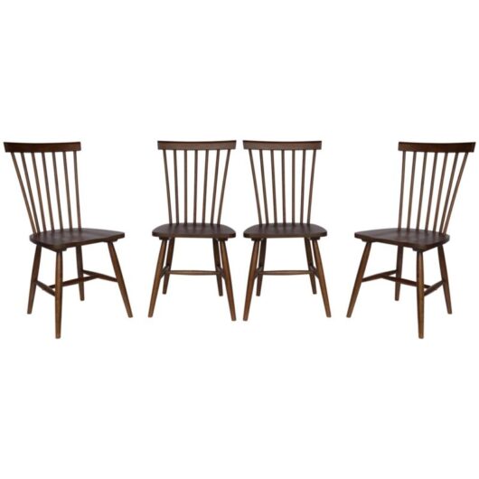 Set of 4 hevea wooden chairs, Romie, Walnut, 49x44x90 cm