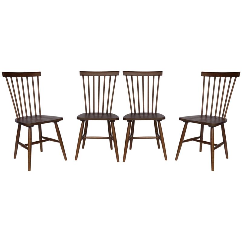 Set of 4 hevea wooden chairs, Romie, Walnut, 49x44x90 cm