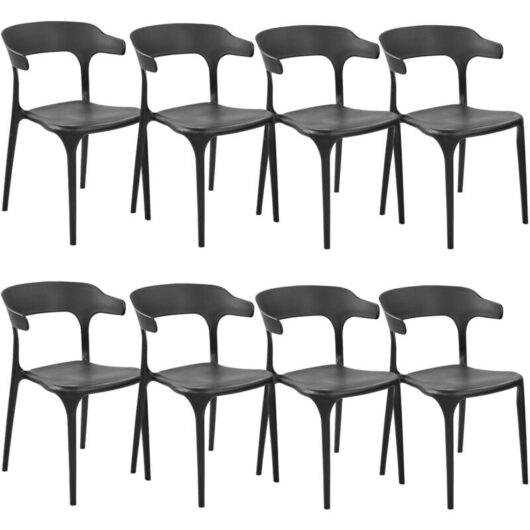 Set of 8 Dining Chairs GUBBIO Black