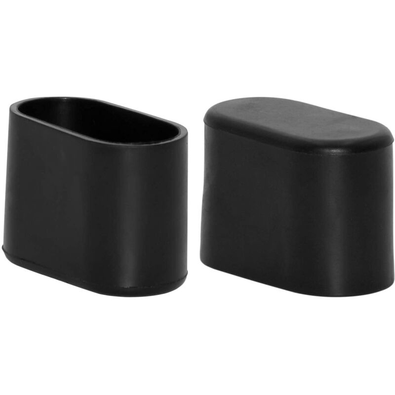 Set of 8 Oval Soft PVC End Caps for Chair, Table and Furniture Legs 15 x 30 mm, Black