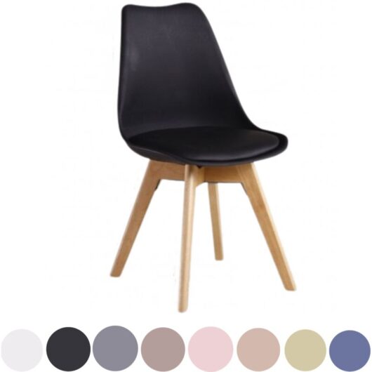 Single Lorenzo Scandinavian Minimalist Dining Chairs with Faux Leather Cushions and Solid Wood Legs - Side Chair for Dining Room Kitchen Office