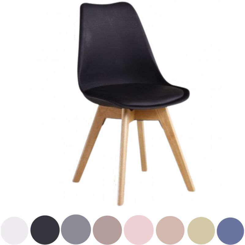 Single Lorenzo Scandinavian Minimalist Dining Chairs with Faux Leather Cushions and Solid Wood Legs - Side Chair for Dining Room Kitchen Office