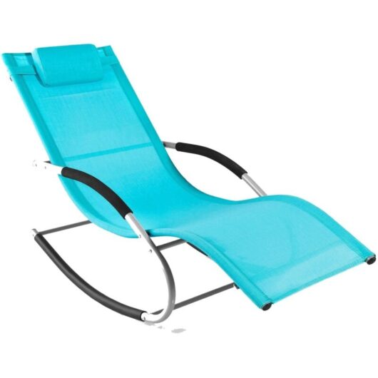 SoBuy Sun Lounger Garden Chair Recliner with Cushioned Pillow & Side Pocket Garden Rocking Chair with Steel Frame Outdoor Furniture for Patio