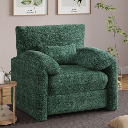 Sofa Oversized, Living Room Arm chair with Pillow, Modern Fireside Tub Velvet Sofa Chairs, Green - Yodolla