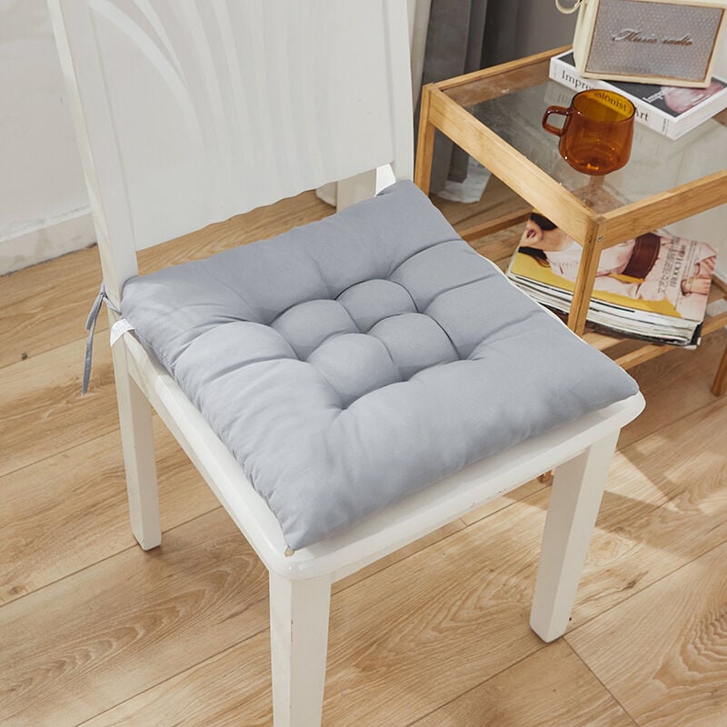 Solid Color Thick Chair Cushion, Dining Chair Pad for Restaurant and Office, Gray, 40 x 40 cm