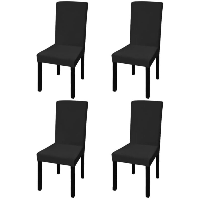 Straight Stretchable Chair Cover 4 pcs Black vidaXL