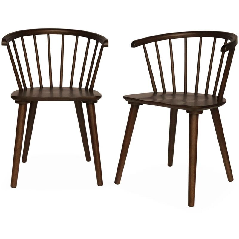 Sweeek - Pair of chairs in walnut wood and plywood, Paula, Dark wood colour, 75x53x51 cm