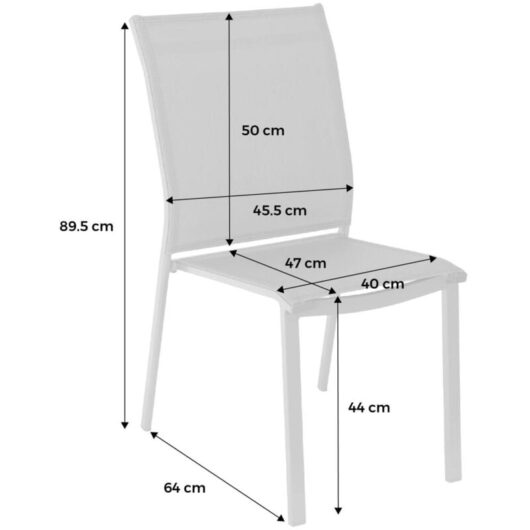 Sweeek - Set of 4 stackable garden chairs cleveland aluminum and khaki textilene, 64.5 x 45.5 x 89.5 cm