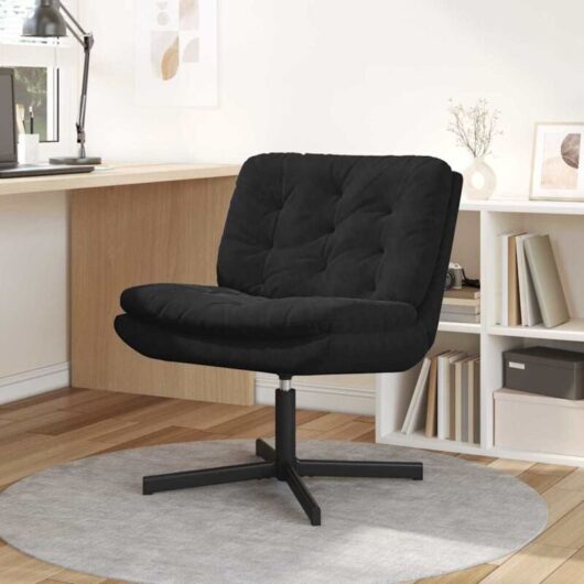 Swivel Relaxing Chair with Cushion Black 63 x 75 x 76 cm Velvet Vidaxl