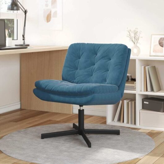 Swivel Relaxing Chair with Cushion Blue 63 x 75 x 76 cm Velvet Vidaxl
