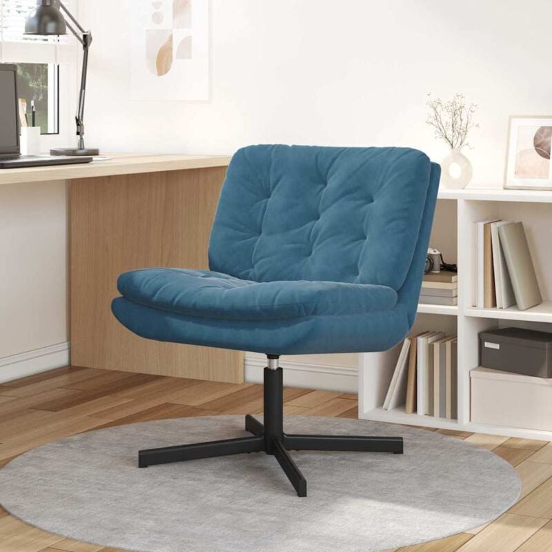 Swivel Relaxing Chair with Cushion Blue 63 x 75 x 76 cm Velvet Vidaxl