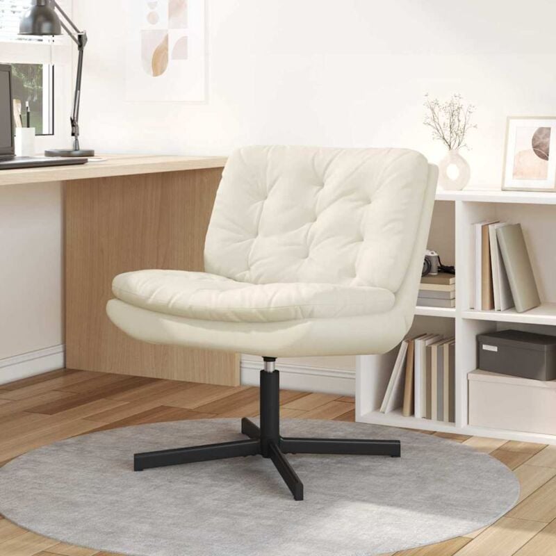 Swivel Relaxing Chair with Cushion Cream 63 x 75 x 76 cm Velvet Vidaxl