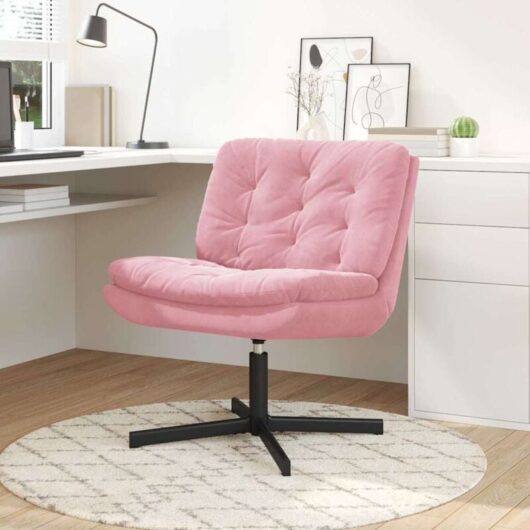 Swivel Relaxing Chair with Cushion Pink 63 x 75 x 76 cm Velvet Vidaxl