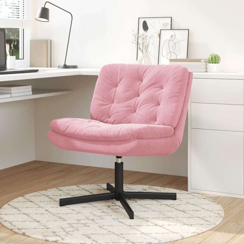 Swivel Relaxing Chair with Cushion Pink 63 x 75 x 76 cm Velvet Vidaxl